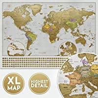 Los mejores  - Mapa Rascar edición XXL - Un mapamundi extragrande personalizado y todas las banderas del país. El paquete de regalo…